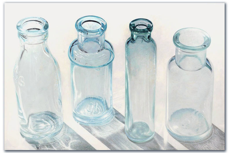 four clear bottles